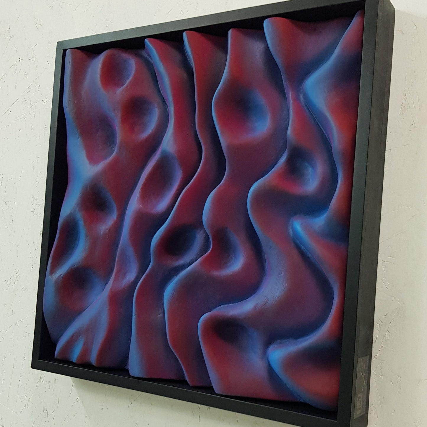 Crimson Waves modern wall art – vibrant purple and blue ocean-inspired waves with certificate of authenticity