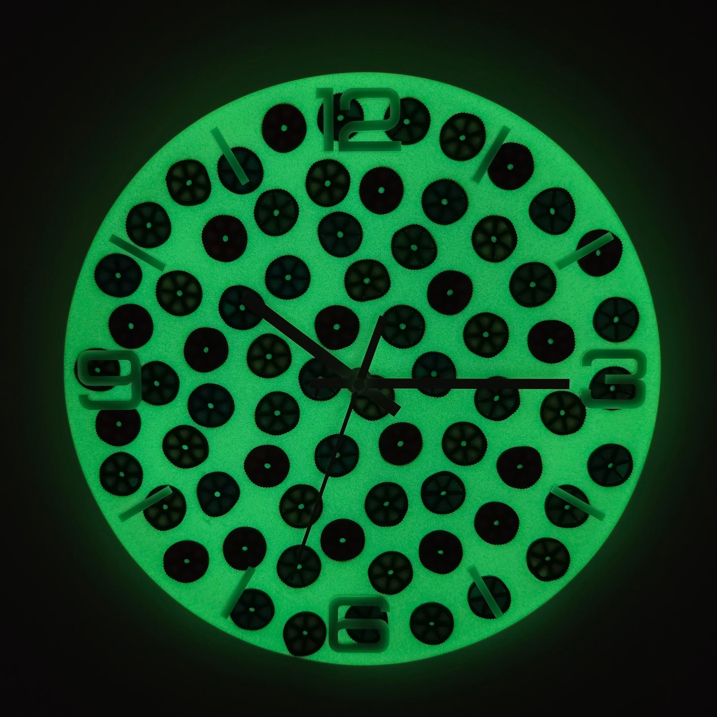 Contemporary epoxy resin clock inspired by geometric patterns and luminous effects