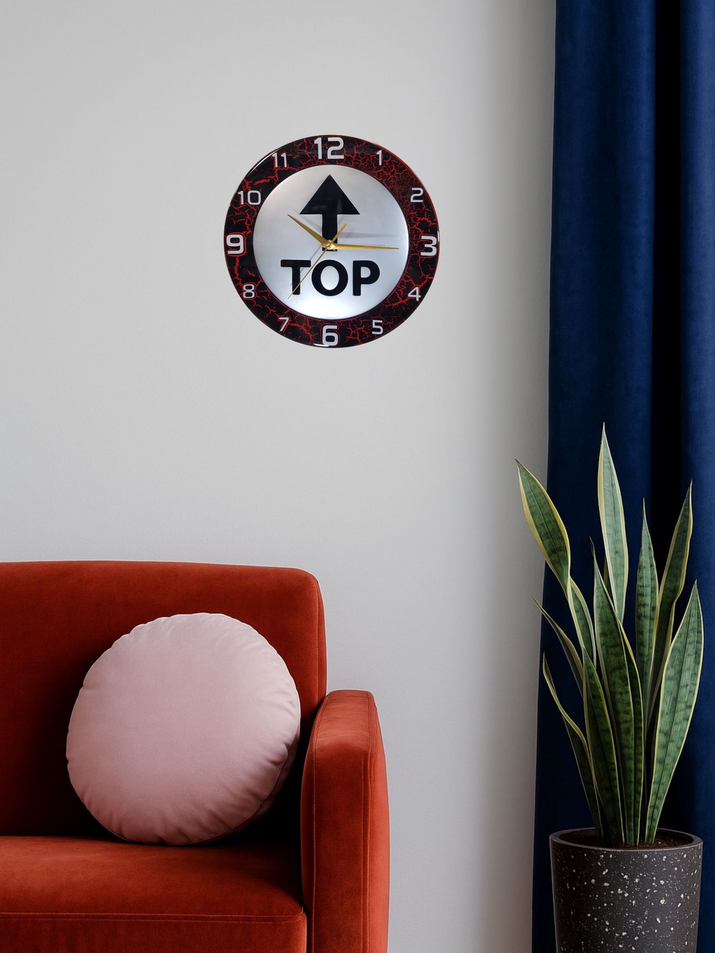 Collectible handmade resin wall clock – Top Time Red Crackle with certificate of authenticity