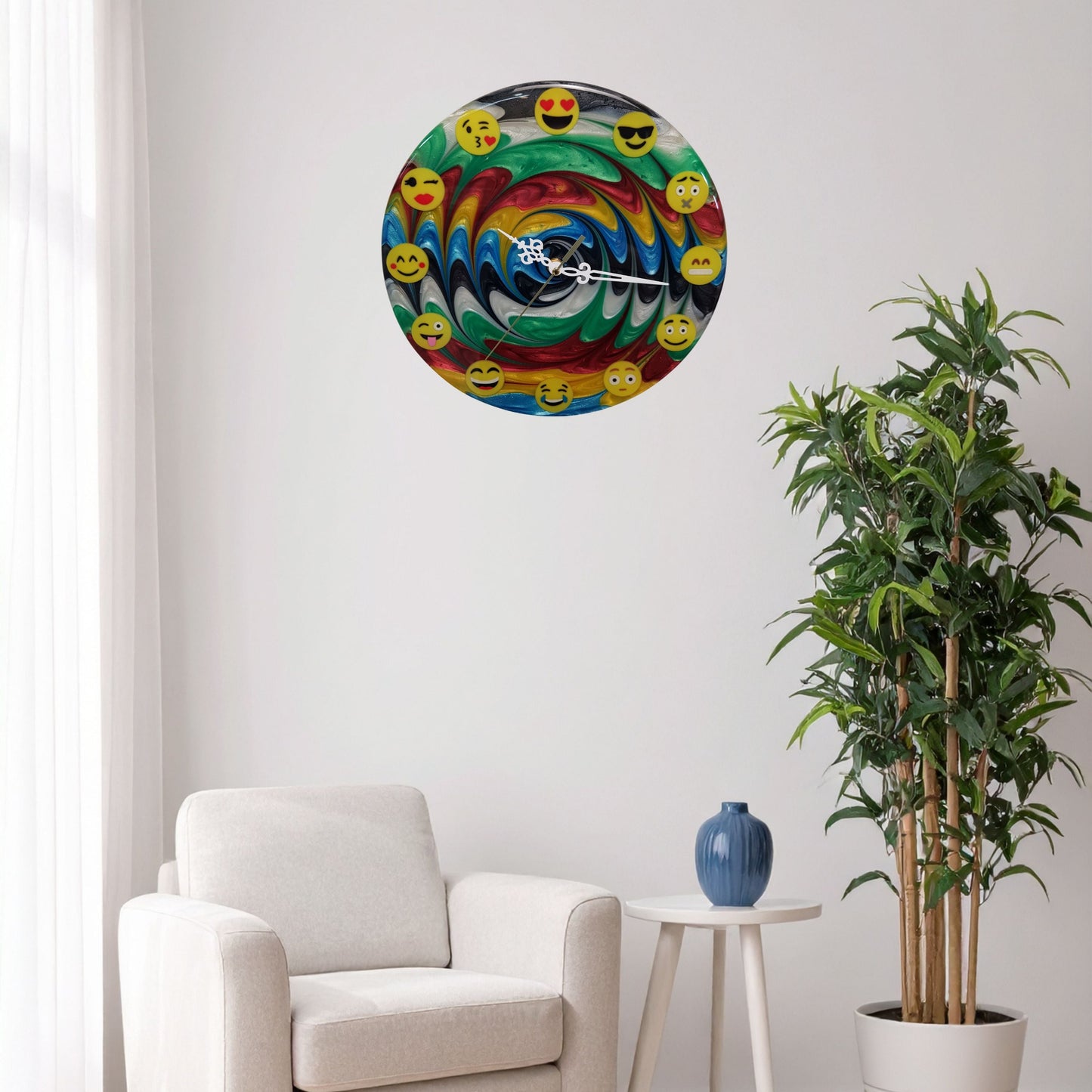 Collectible handmade resin wall clock – Emotion Flow #02 with certificate of authenticity