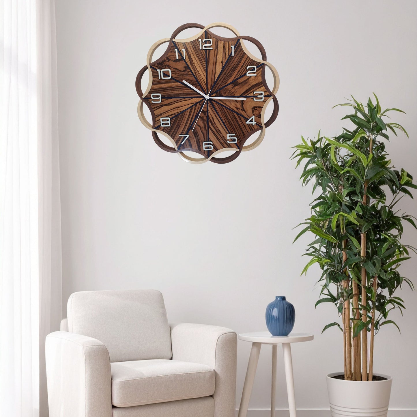 Crown Circle clock displayed on a wall – a large 45 cm handcrafted timepiece as a bold interior statement.