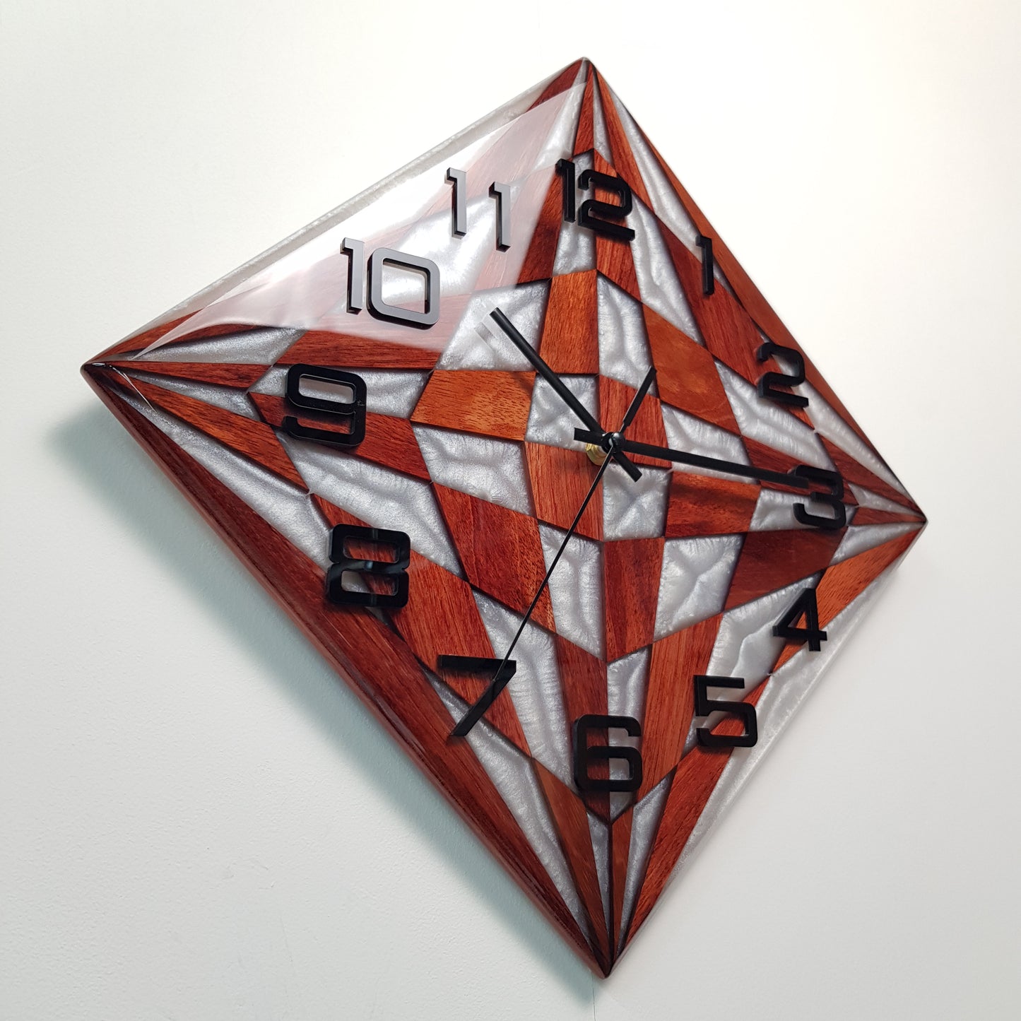 Side view showing the resin depth and exotic bubinga wood structure