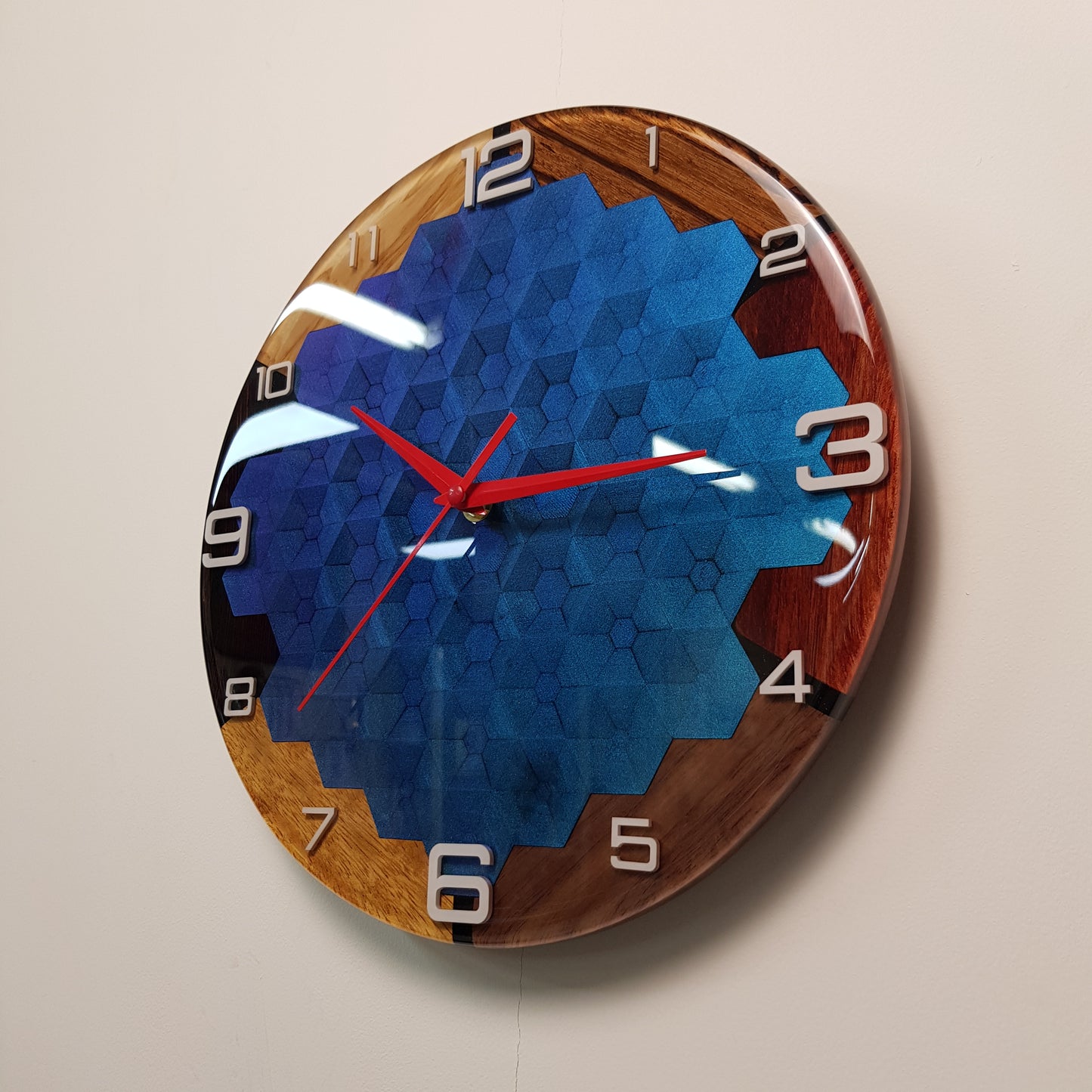 Detail shot of the embedded white numerals and clean black hands