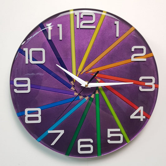 violet singularity studio colors epoxy resin wall clock front view