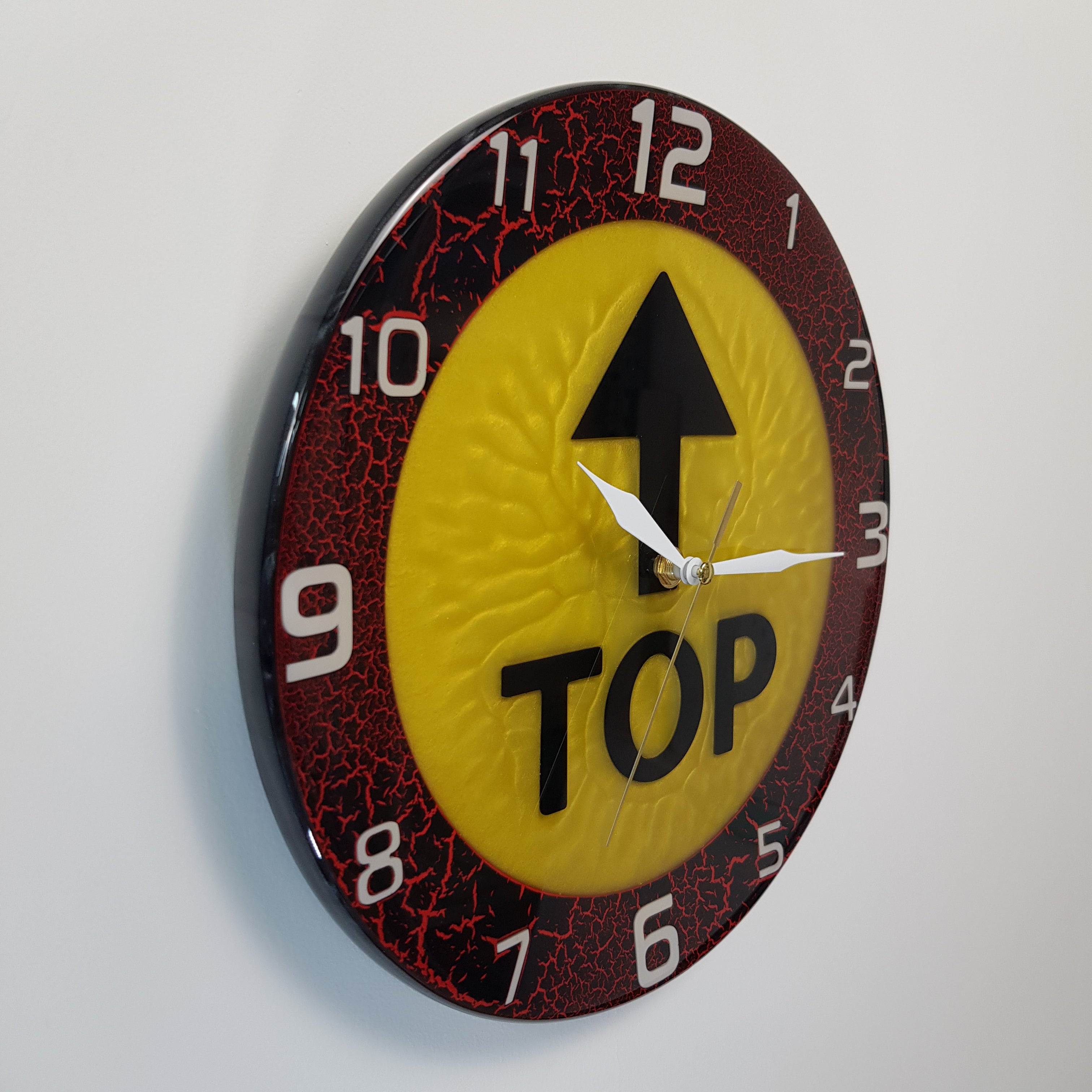 Collectible handmade resin wall clock – Top Time Yellow Pulse with certificate of authenticity
