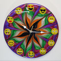 Emotion Flow #03 resin wall clock – handmade limited edition with emoji markers, front view