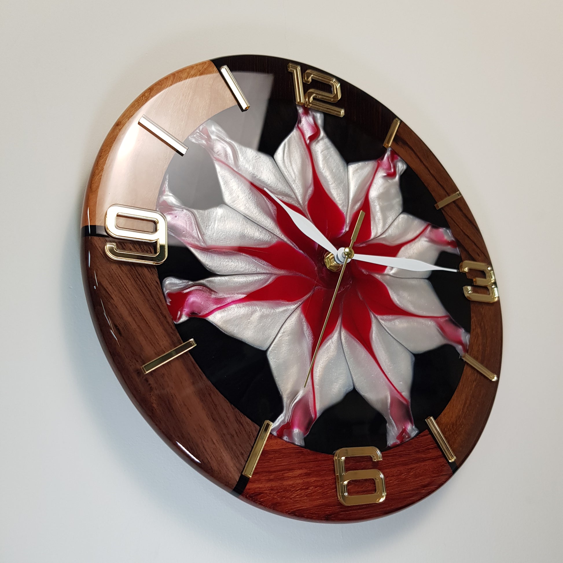 Angled view emphasizing the curvature, shine, and texture of the epoxy layer