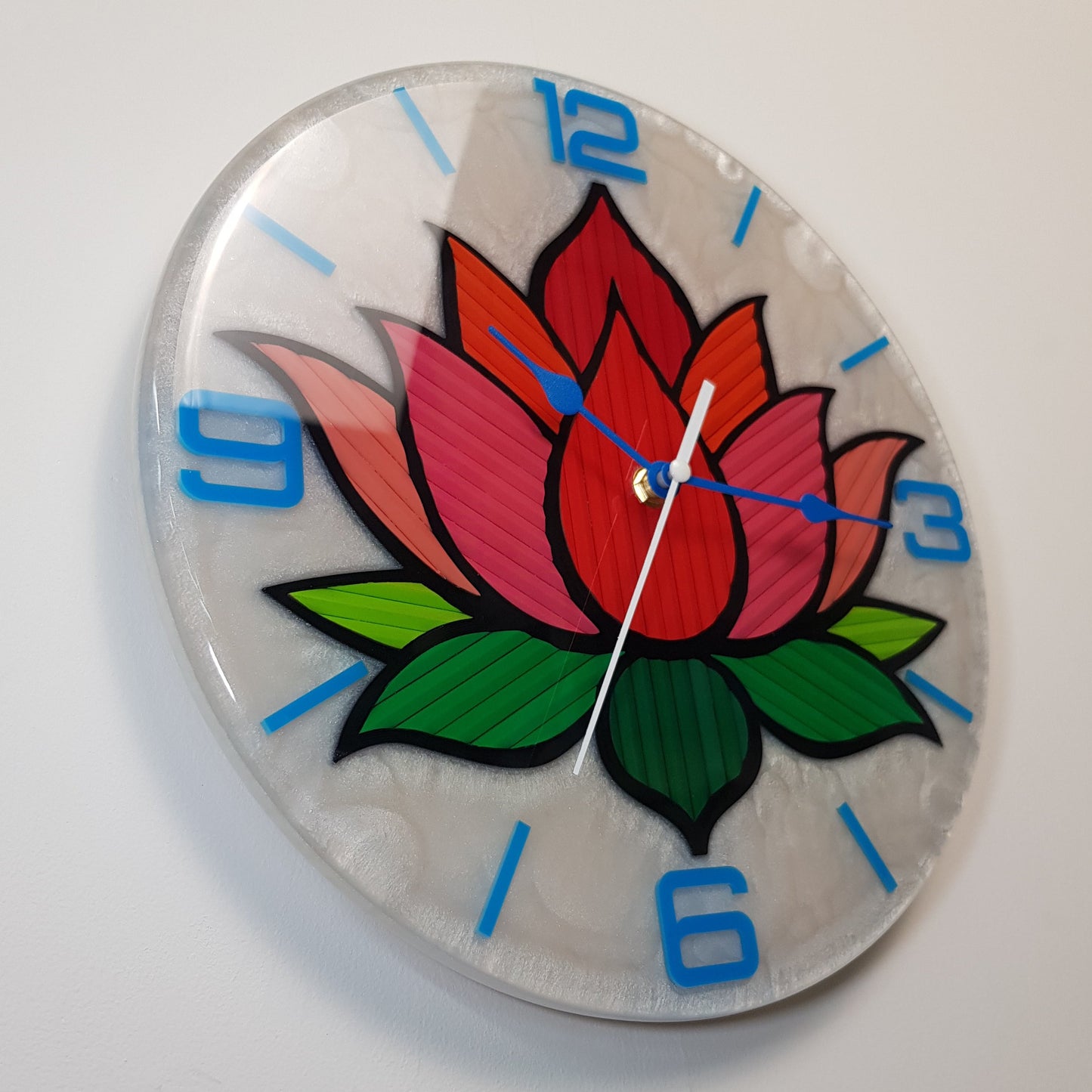 Angled view capturing the shine and curvature of the resin surface