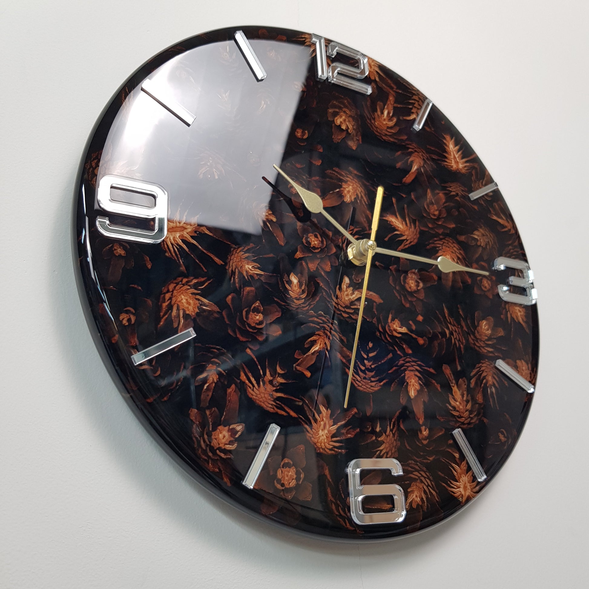 Close-up from the right side showing the gold hands and reflective plexiglass markers