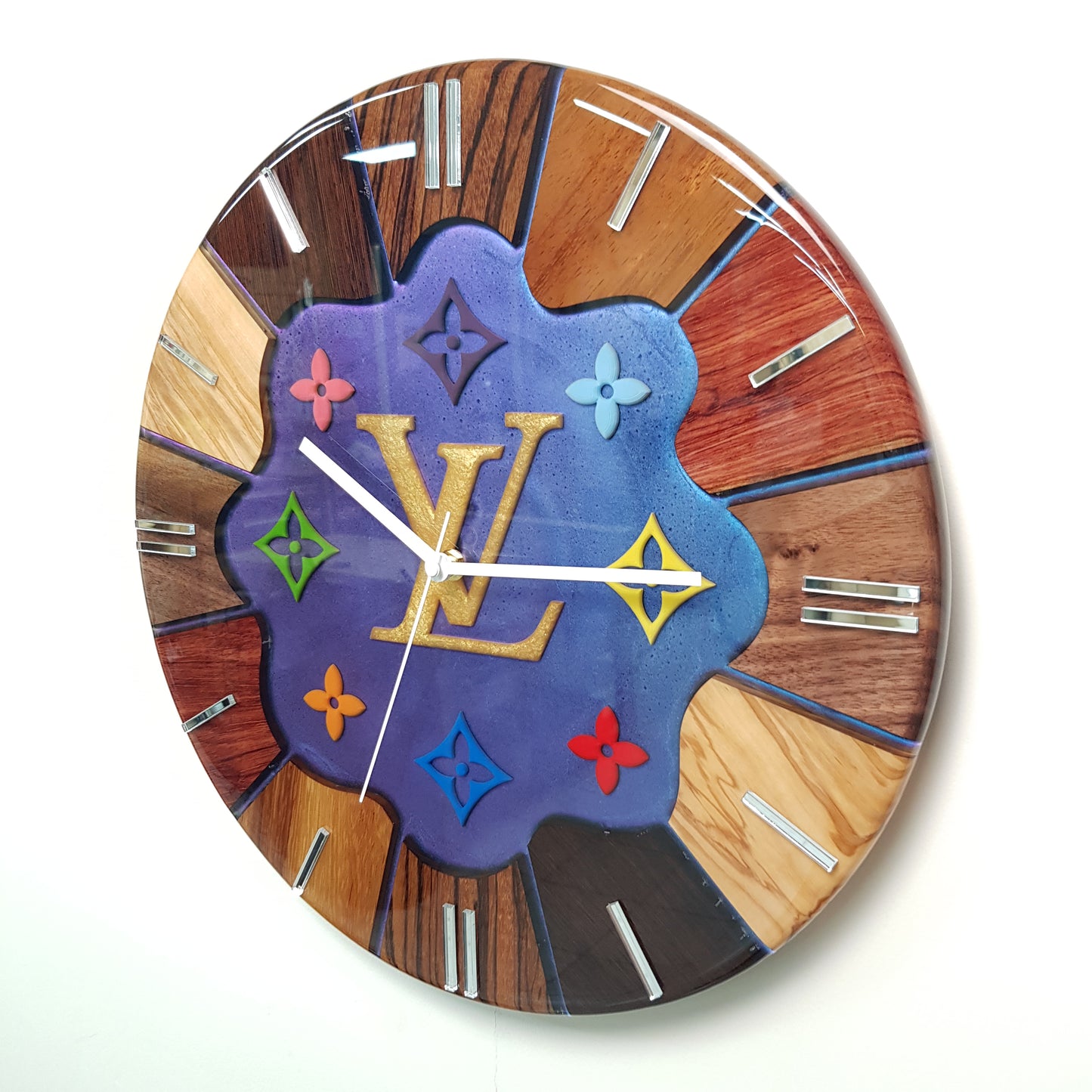 Left side angle showing the wooden segments and clean resin finish.