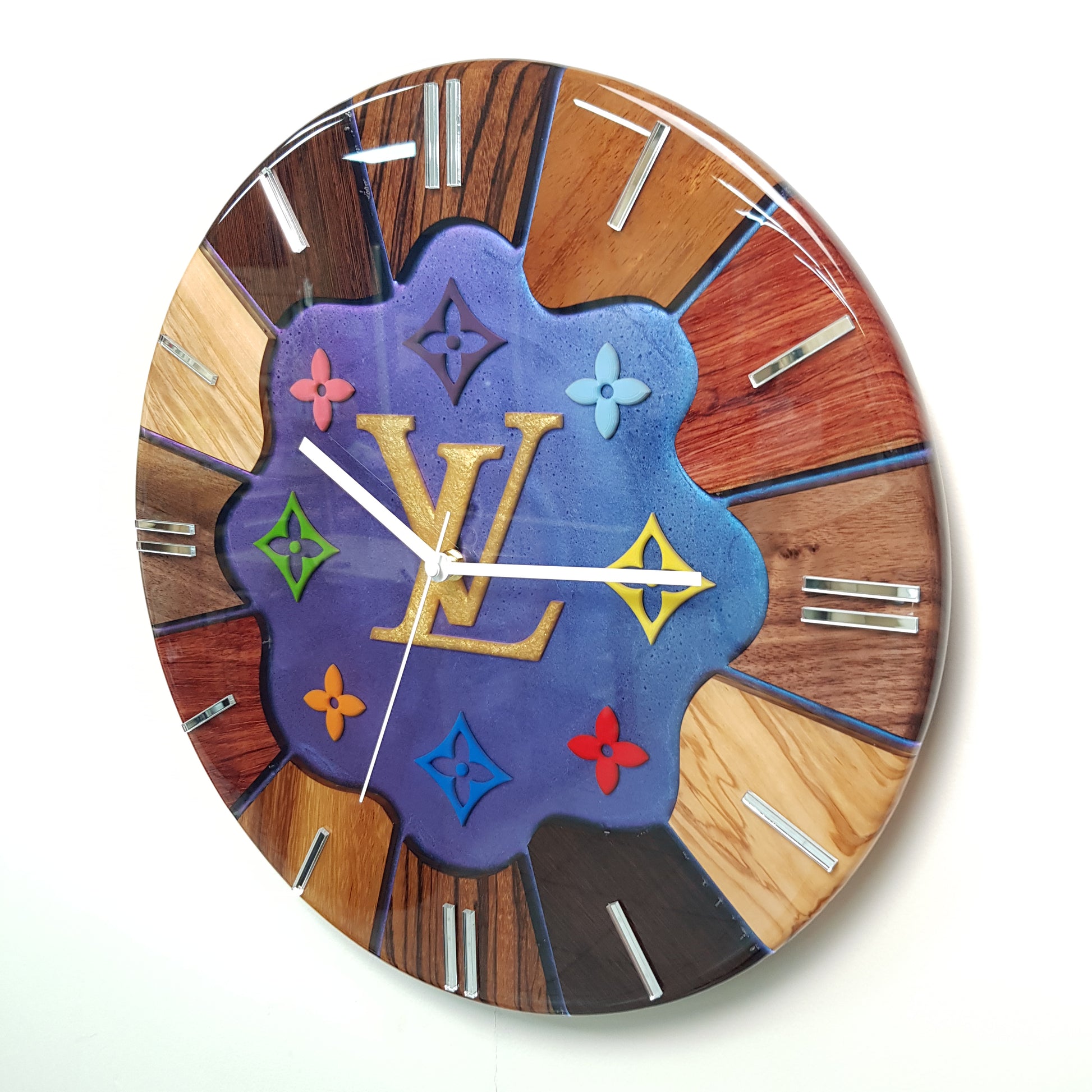 Left side angle showing the wooden segments and clean resin finish.