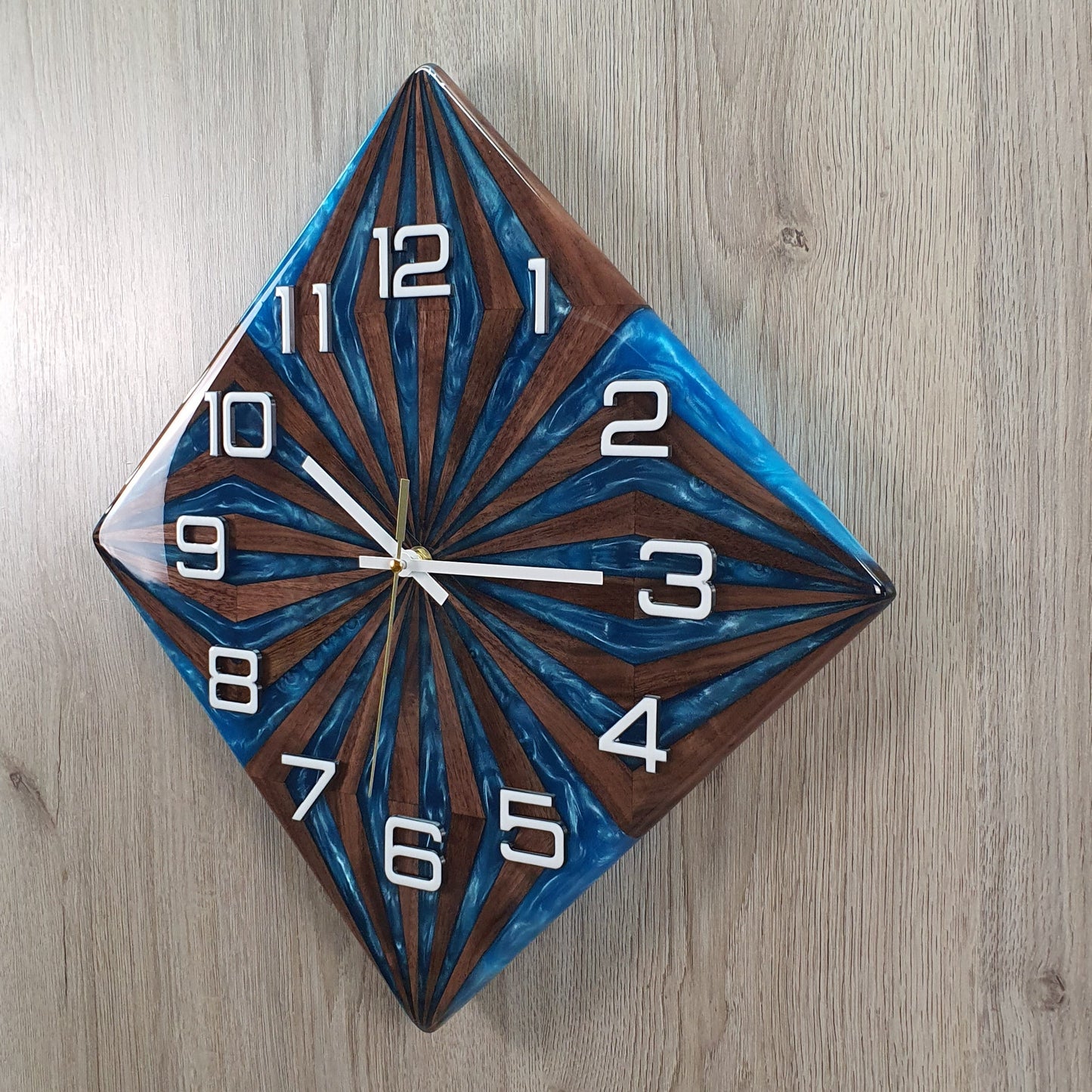 Unique Walnut Wood and Resin Wall Clock