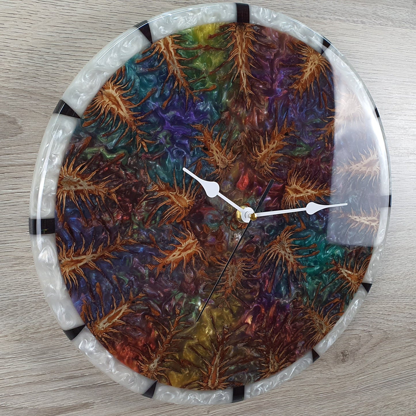 Unique Handmade Resin and Pine Cone Clock