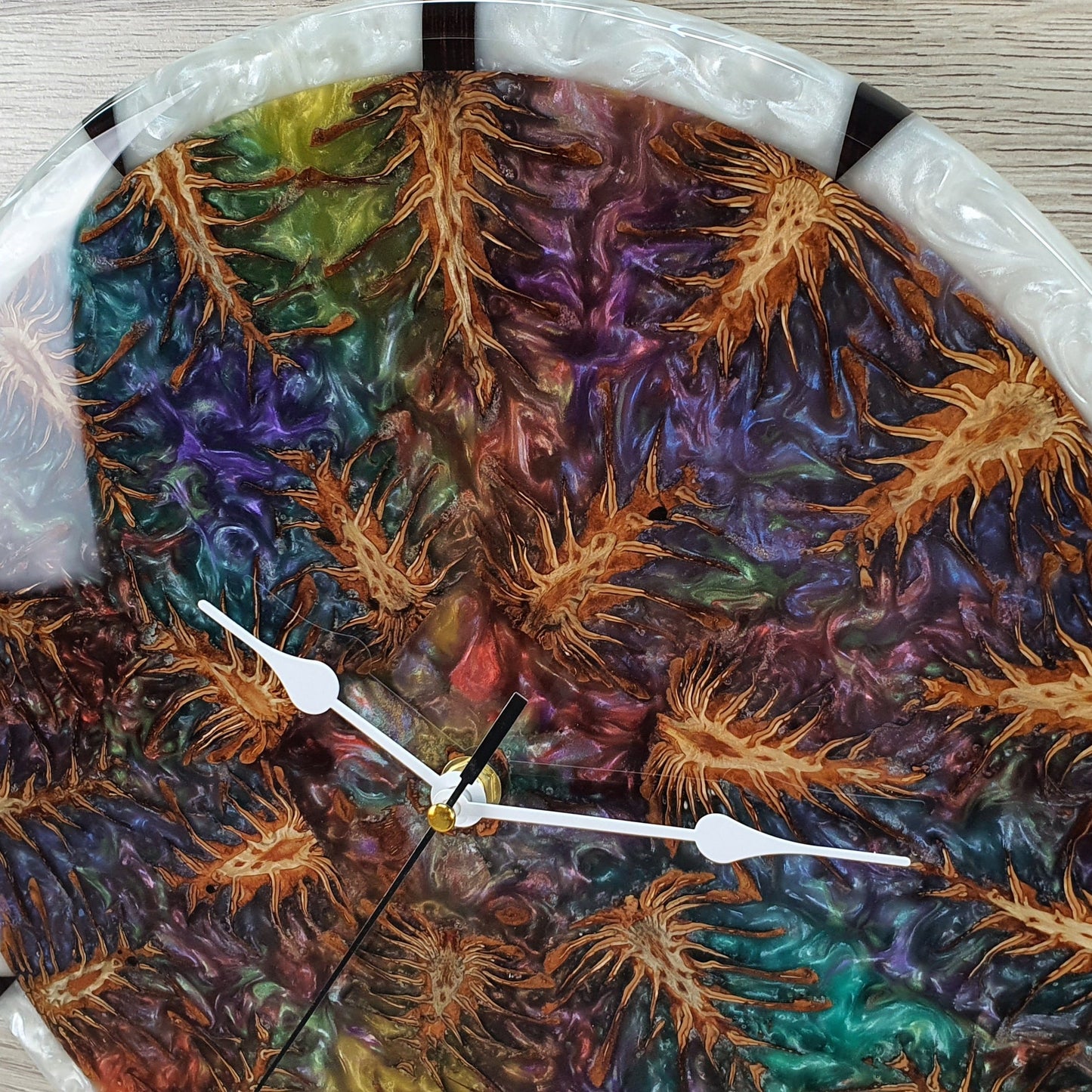 Unique Handmade Resin and Pine Cone Clock