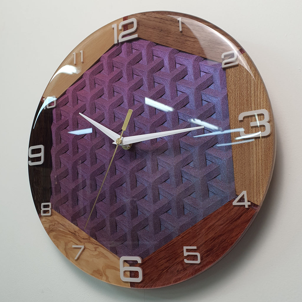 Side angle showing layered wood frame and glossy finish