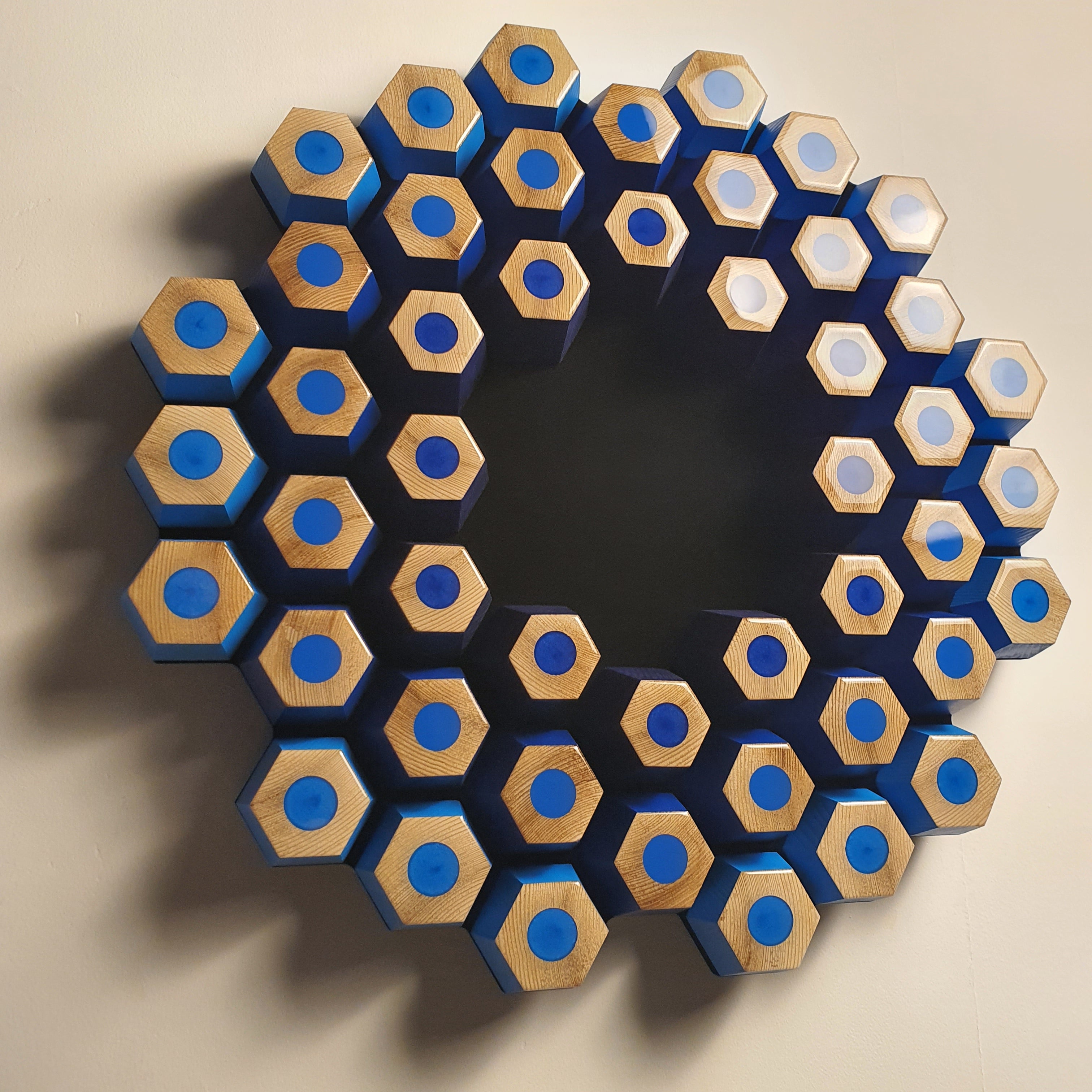 Luxury contemporary geometric artwork with ultra matte black details and glossy resin highlights