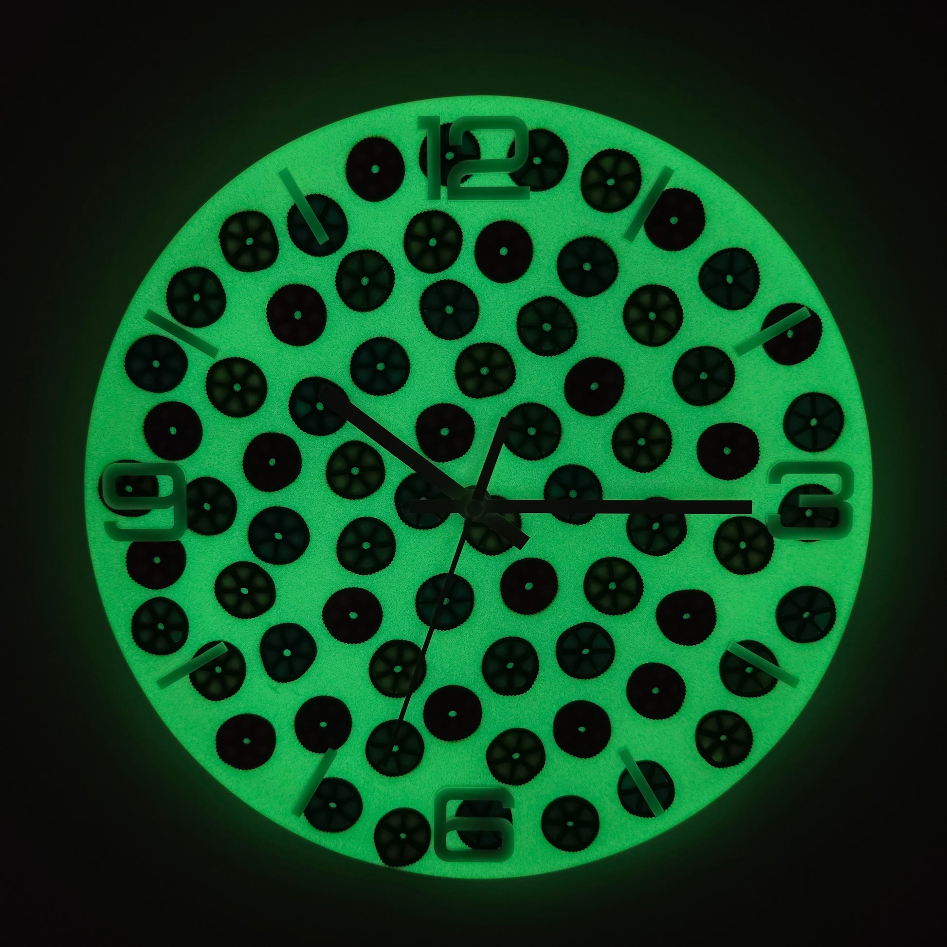 Contemporary epoxy resin clock inspired by geometric patterns and luminous effects