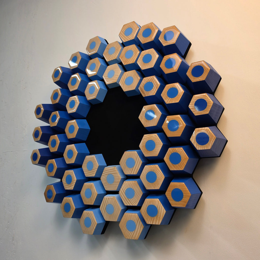 Abstract geometric wall sculpture from the Profondità series with dynamic spatial depth