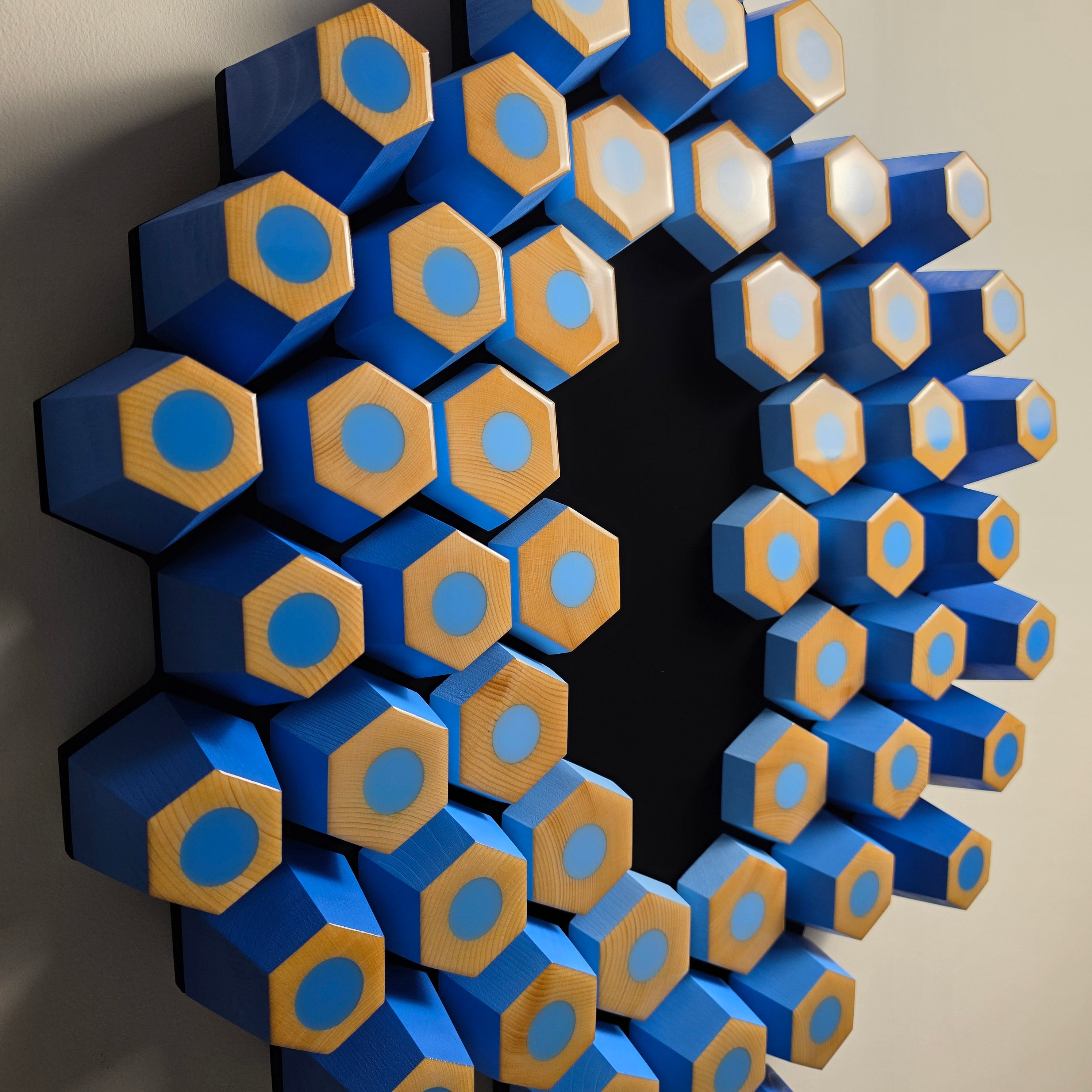 Handmade 3D wall sculpture from the Profondità collection exploring depth, movement and spatial perception
