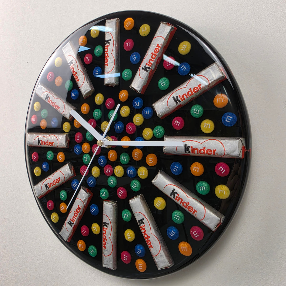 Food Line Sweet Time wall clock with handmade resin candies and glossy black finish