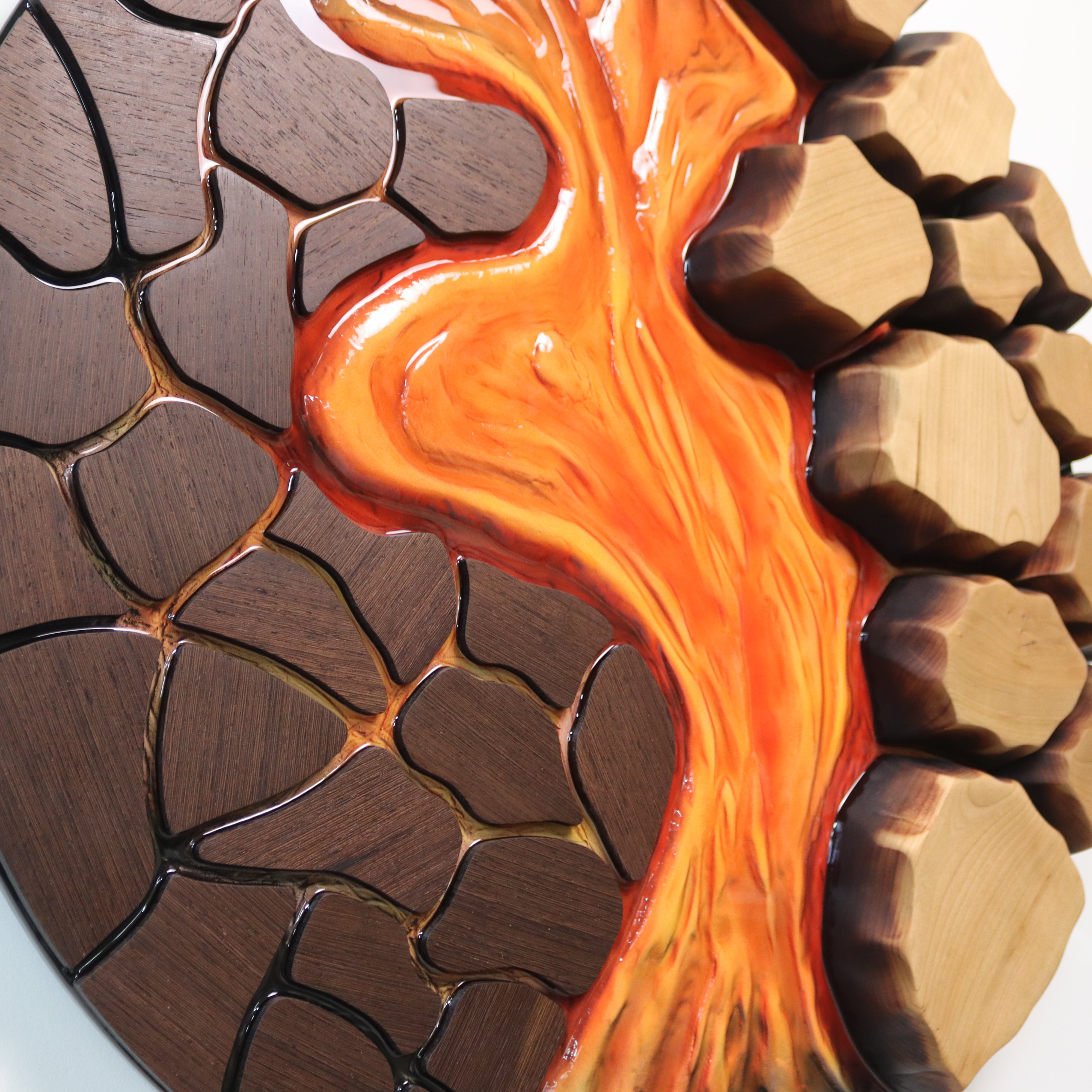 Wood & Resin Wall Sculpture – American Cherry and Wenge Art – FxPart