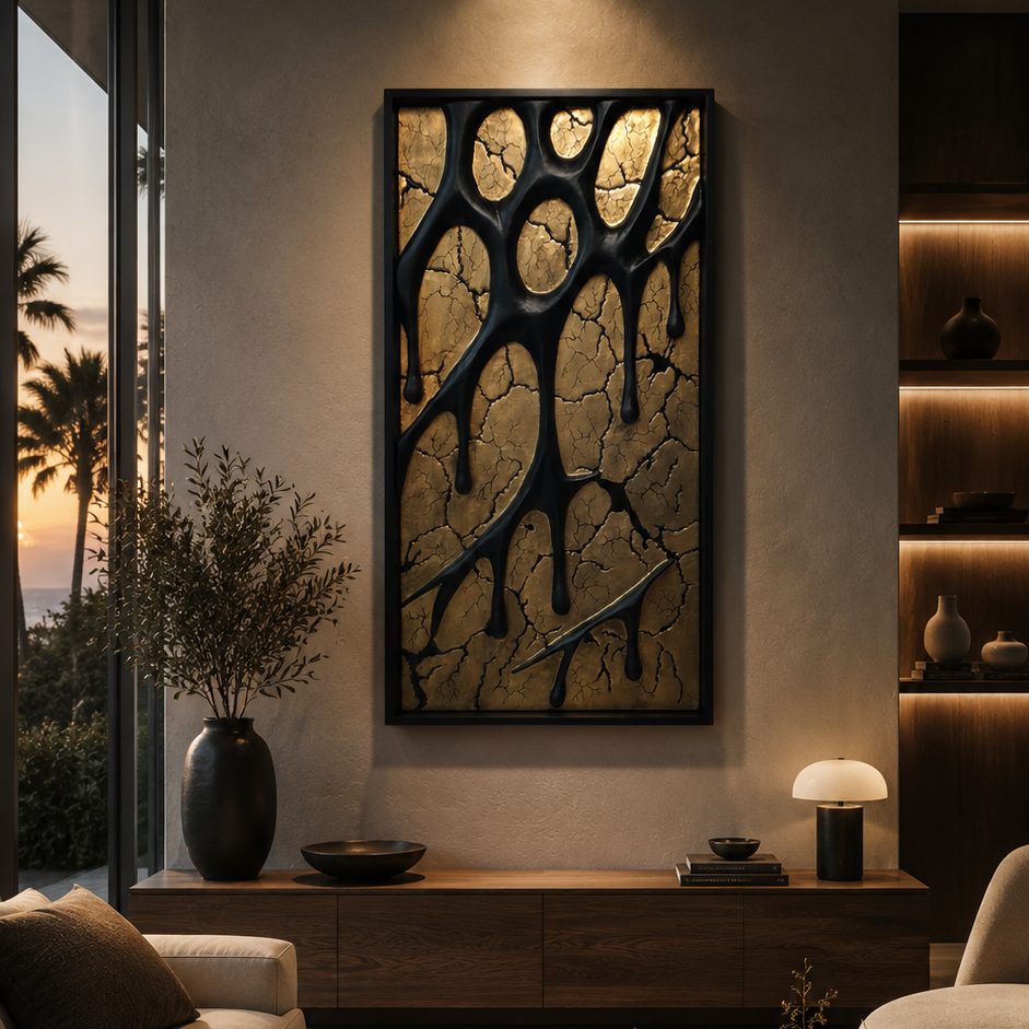 modern luxury wall art sculpture displayed on wall