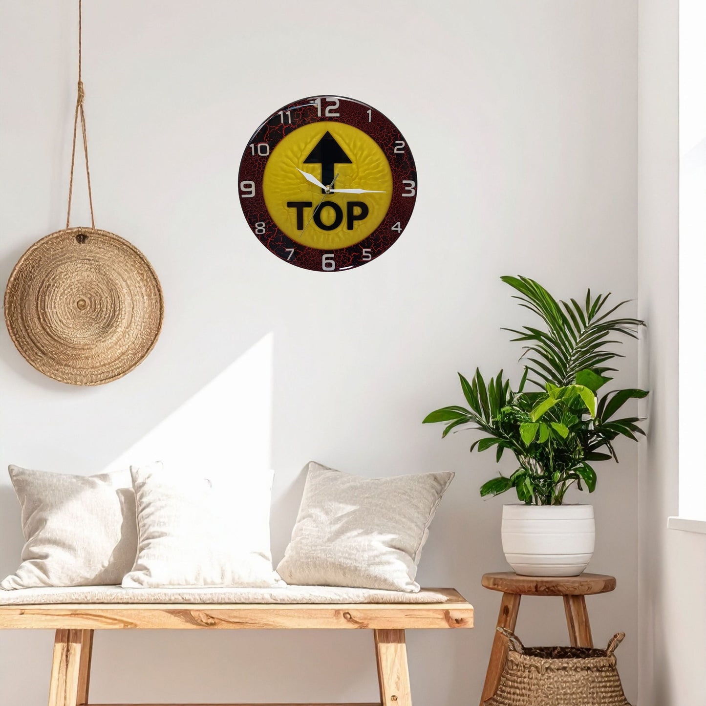 Top Time Yellow Pulse wall clock – 30 cm handmade epoxy resin design from Italy