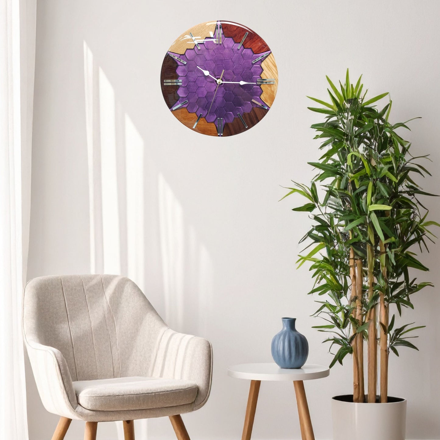 Perspective shot capturing the color-shift pigment and reflections on the mirror markers.